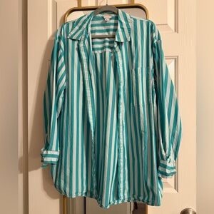 a new day Teal and White Striped Shirt